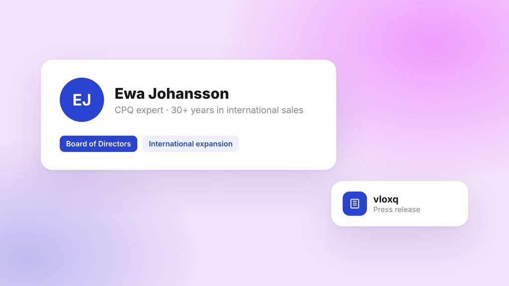 vloxq strengthens its international expansion – welcomes CPQ expert Ewa Johansson to the Board of Directors