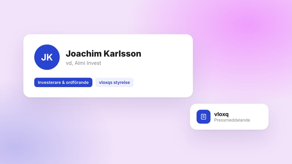 Joachim Karlsson blir ny investerare och styrelseordförande i vloxq